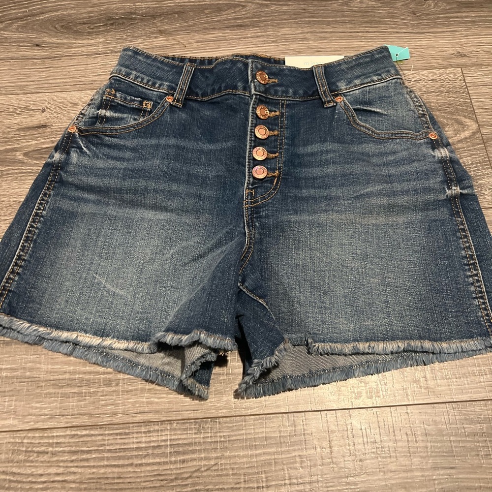 Maurices Dark Blue Jean Shorts with Button Detail